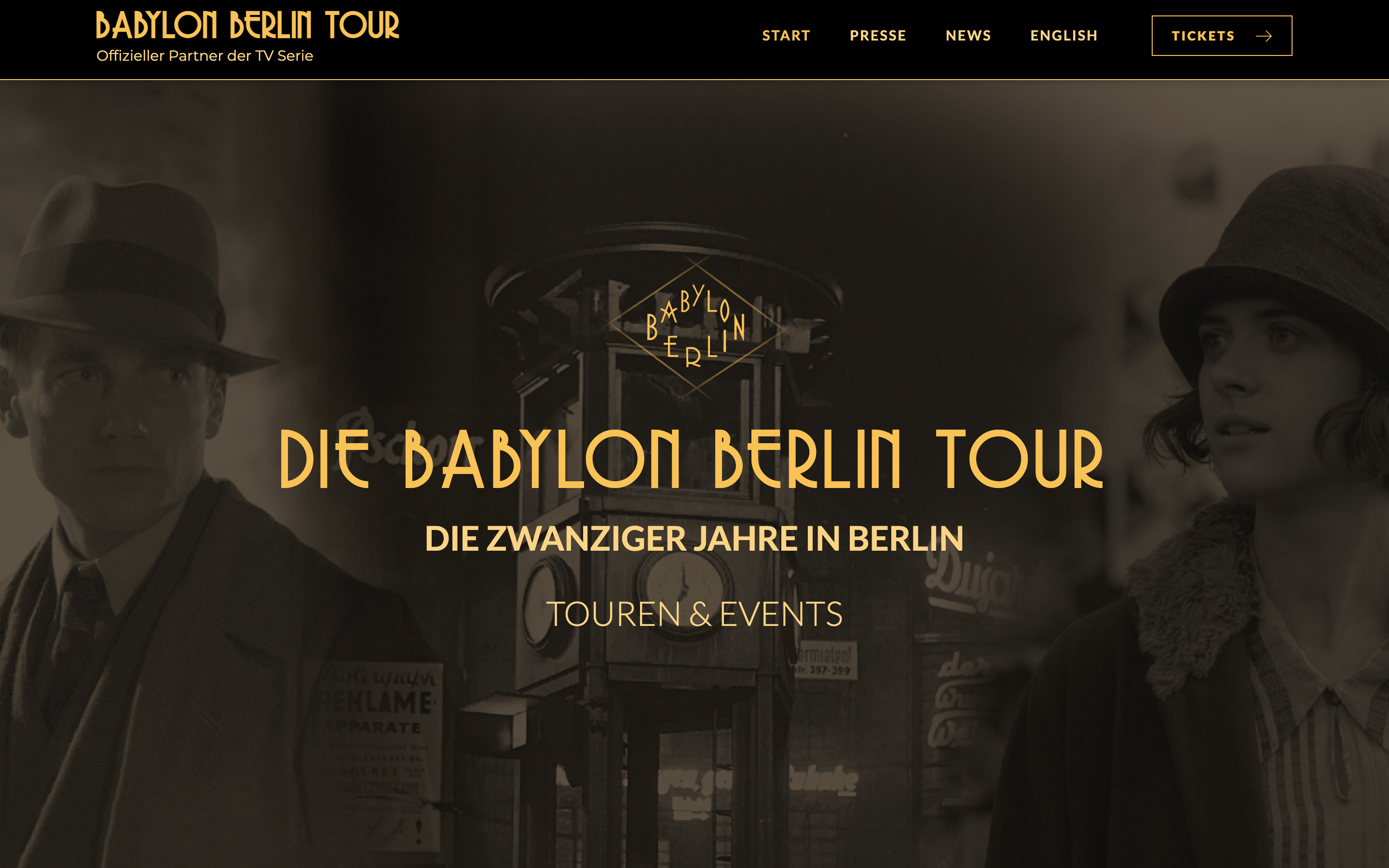 Desktop-Screenshot der Startseite der Babylon-Berlin Tour